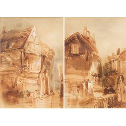 Henry Barlow Carter (British 1803-1867): 'Old Houses - York', pair watercolours signed, on...
