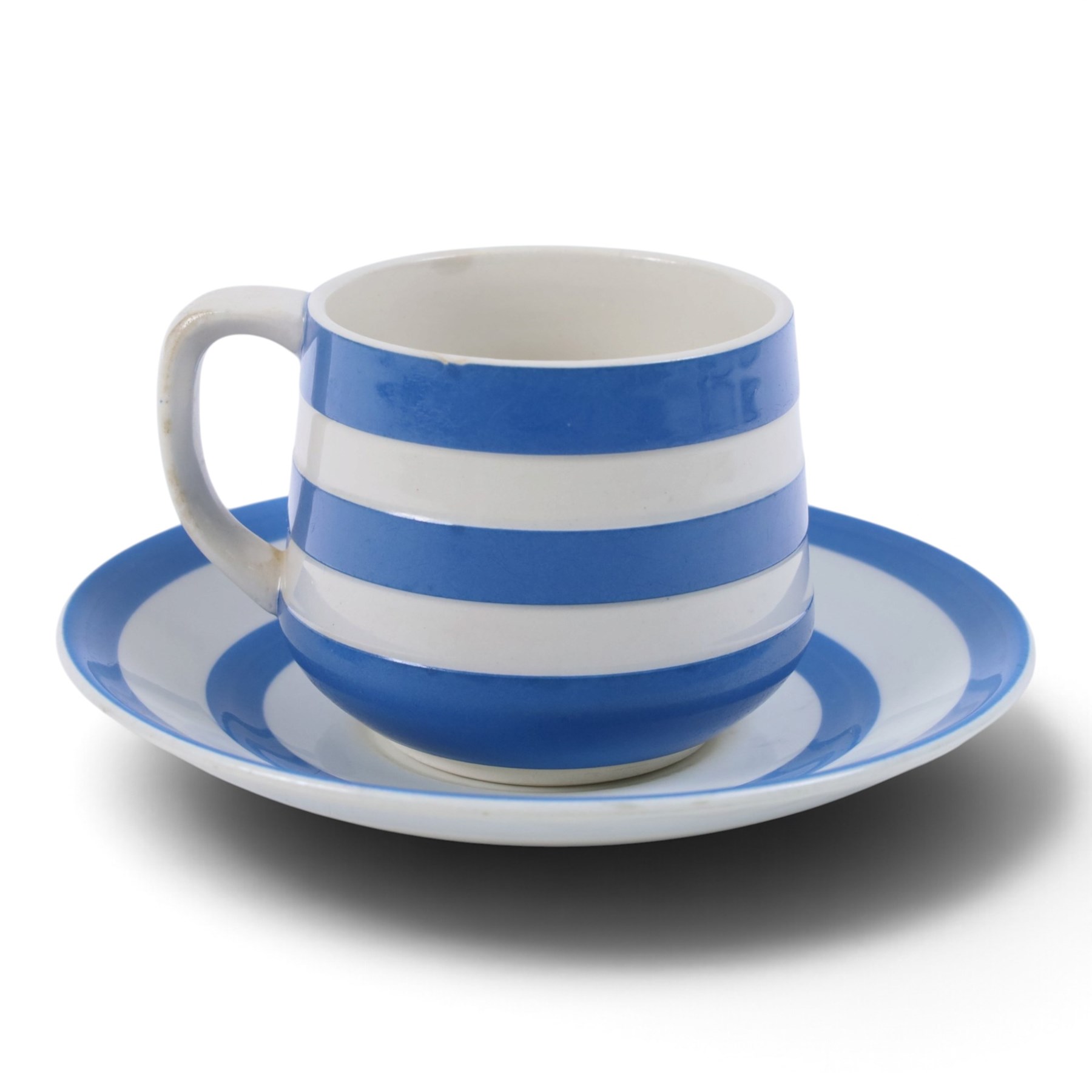 Collection of TG Green Cornishware blue and white, including teapot, two covered jars, cups and saucers etc 