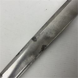 Late 18th century French 1st Empire Troupe a Pied Petit Montmorency Branch Tournante officer's sword, with 72.5cm slightly curving fullered blade, pierced brass hilt with lockable swivelling bar, fully wire-bound grip with lion head pommel, L88cm overall (no scabbard)