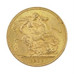 King George V 1912 gold full sovereign coin