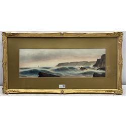 Garman Morris (British fl.1900-1930): ‘On the Cornish Coast at Newquay’, pair watercolours signed and titled 18cm x 53cm (2)