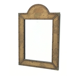 Rectangular shaped mirror with arched top atlas image studded frame, W67cm, H997cm  