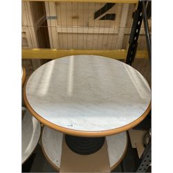 Pair of marble effect round tables. - THIS LOT IS TO BE COLLECTED BY APPOINTMENT FROM DUGGLEBY STORAGE, GREAT HILL, EASTFIELD, SCARBOROUGH, YO11 3TX
