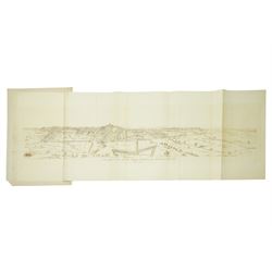 After Wenceslaus Hollar (17th century): ‘A View of London from the North, shewing the Fortifications from Whitechapel to Tothill Fields, 1642 & 1643’, large 19th-century lithographic facsimile on watermarked paper, folding panoramic sheet 38cm x 110cm (unframed)