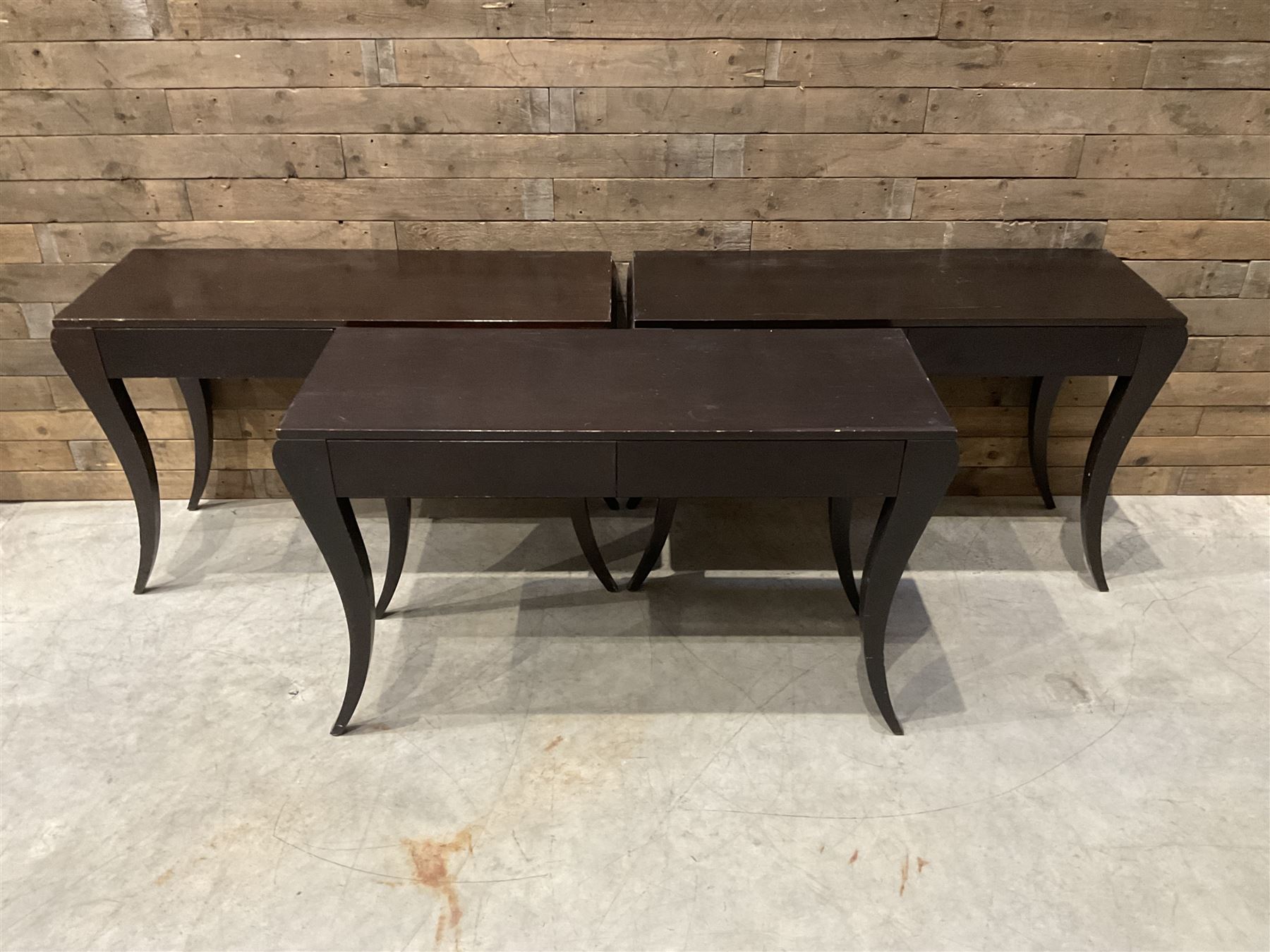 3 x rosewood console table, fitted with two soft-close drawers