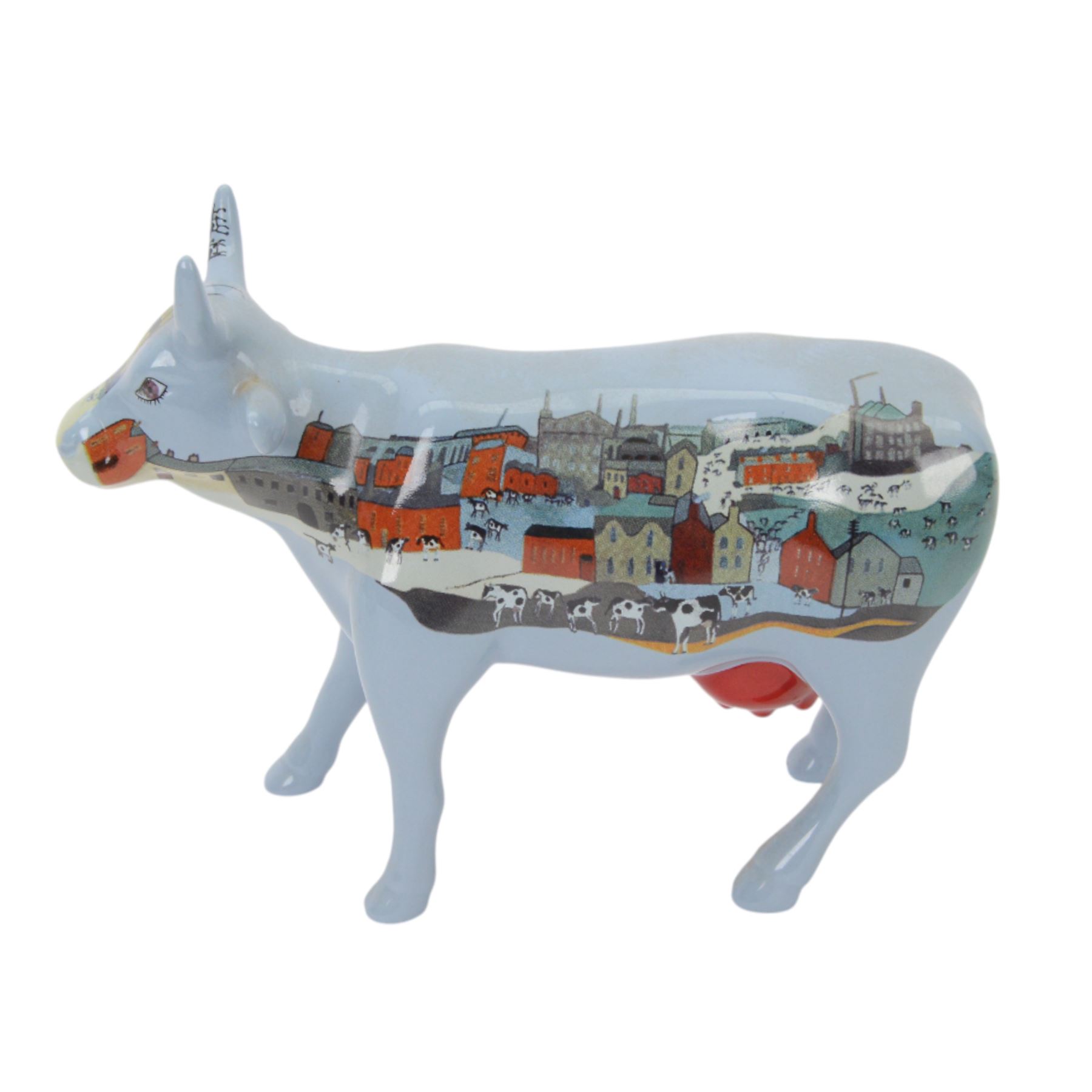 Six Cow Parade cows, including Lowry Cow, The Divas, Corn on the Cow, A Christmas Cowrol, Happy Birthday to Moo and The Cow of the Seven Suns 