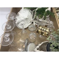 Collection of glass ware, to include six tumblers and six wine glasses, together with other decorative collectables, in two boxes