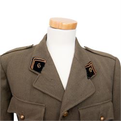 1940 French 6th Genie (engineers) officer's tunic, together with pair of M16 leather Jambieres D'Hommes officers gaiters and French Sam Browne style belt and cross strap 