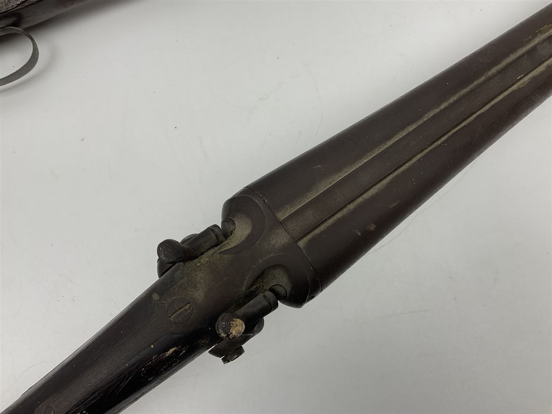 UNPROOFED/OUT OF PROOF SO RFD ONLY - three guns in poor condition comprising 19th century G. Coop 12-bore side-by-side double barrel hammer shotgun; 14-bore single barrel percussion sporting gun composed of various parts with cut-down barrel; and non-firing mock snider action ornamental gun (3)