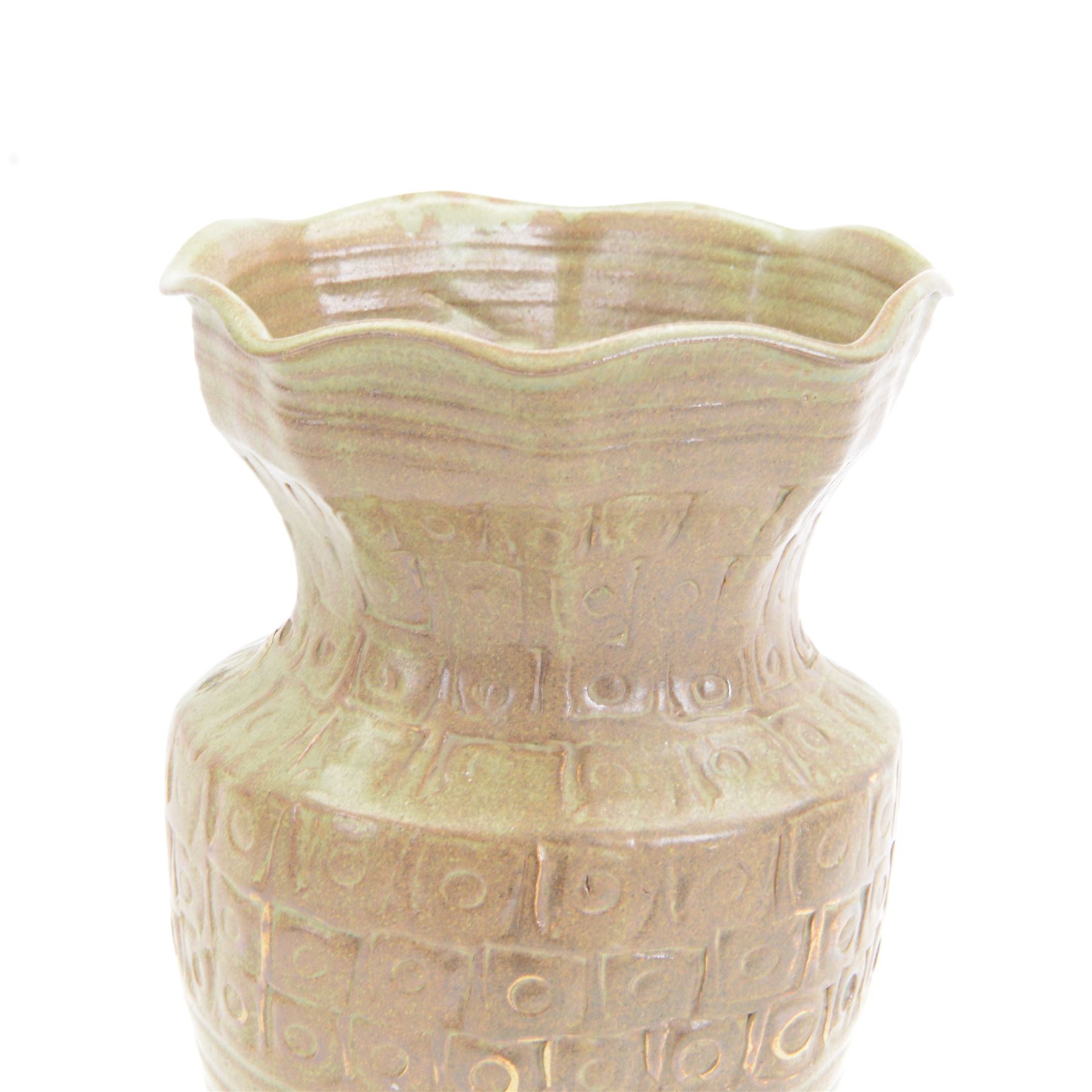 John Egerton vase, with fluted rim, decorated with a geometric pattern to the neck, H41cm