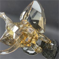 Swarovski Crystal Soulmates, Elephant, with champagne tint, upon granite base, H24.5cm