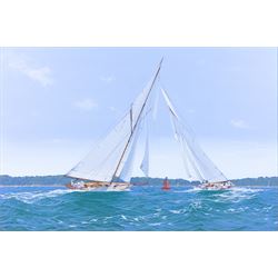 James Miller (British 1962-): 'The Lady Anne leads Mariquita around the Mark', oil on canv...