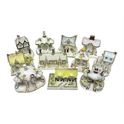 Eleven Coalport cottages, including Park Folly, The Alms House, Watermill and The Summer House, each with printed marks beneath