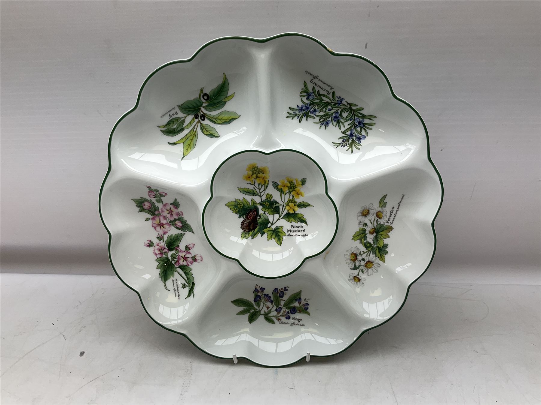 Wedgwood Countryware dinner wares, to include cruets, sauce boat and stand, two jugs etc, together with Wedgwood jasperware boxed HOW Group 40th Birthday 16.5cm plate, Royal Worcester 'Herbs' large sectioned dish and two Hornsea Windrush vases, Sorrento marquetry twin handled tray with musical motif to centre, L40cm, W Widdop brass carriage clock with quartz movement, pellet drum, Whitall Tatum Company No.1 glass insulator, silver plate and other misc etc