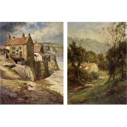 Edward Henry Holder (British c1848-1922): Robin Hood's Bay and Forge Valley Cottages, pair oils on paper signed with initials 16cm x 12cm (2)