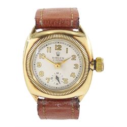 Rolex Prima gentleman's 18ct gold, cushion shaped manual wind wristwatch, case No. 34077, ...