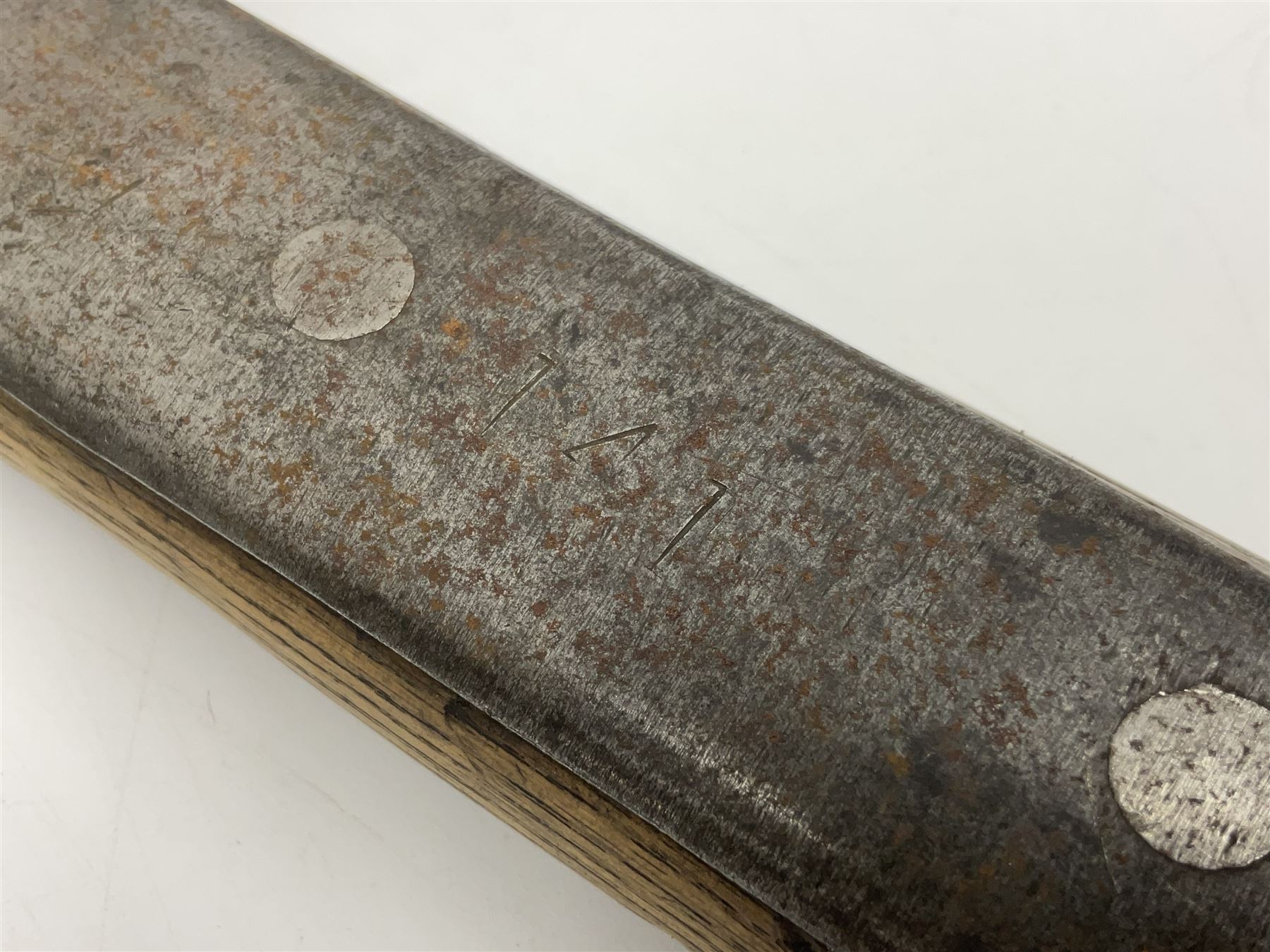 Post-War military type fireman's axe impressed 'PERKS 1953/54' with additional indistinct mark probably WD arrow, ash handle L39cm; and another stonemason's(?) double headed axe with mallet shaped shaft (2)
