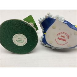 Eleven Robert Harrop figures from the Beano Dandy collection, comprising One Man & His Dawg BDS08, Picnic Desperate Dan BDS04, Fatty BD07, Desperate Dan BD03, Roger the Dodger BD20, Dennis the Menace BD01, Beryl the Peril BD05, Minnie the Minx BD04, Surfing BP03, two Spotty BD16, together with a Genuine Beano Ware lidded box (12)