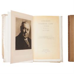 M. L. and others - Pair of 1945 privately printed memoirs of surgeon Vincent Warren Low, both with family inscriptions (widow/author Mabel Low and son Oliver) and including original handwritten letters