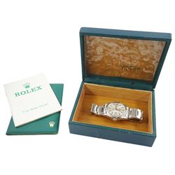 Rolex Oyster Perpetual DateJust gentleman's automatic wristwatch, circa 1970, Ref. 1600, serial No. 2565534, silvered dial with baton hour markers and date aperture, on Rolex Oyster stainless steel bracelet, with fold-over clasp, boxed with papers