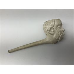  Early Victorian marriage mug for Thomas and Caroline Parkinson dated 11th Sept. 1845 Hull H8cm, similar christening mug for their daughter Hannah Matilda, blue/white transfer printed pot lid with base for Francis Earle, Pharmaceutical Chemist, 22 Market Place, Hull with central study of Holy Trinity Church and clay pipe, the bowl as man's head (4)  