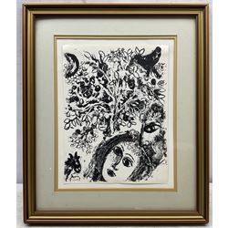 Marc Chagall (Belarusian/French 1887-1985): 'Couple Beside a Tree', lithograph unsigned, inscribed verso 32cm x 24cm 