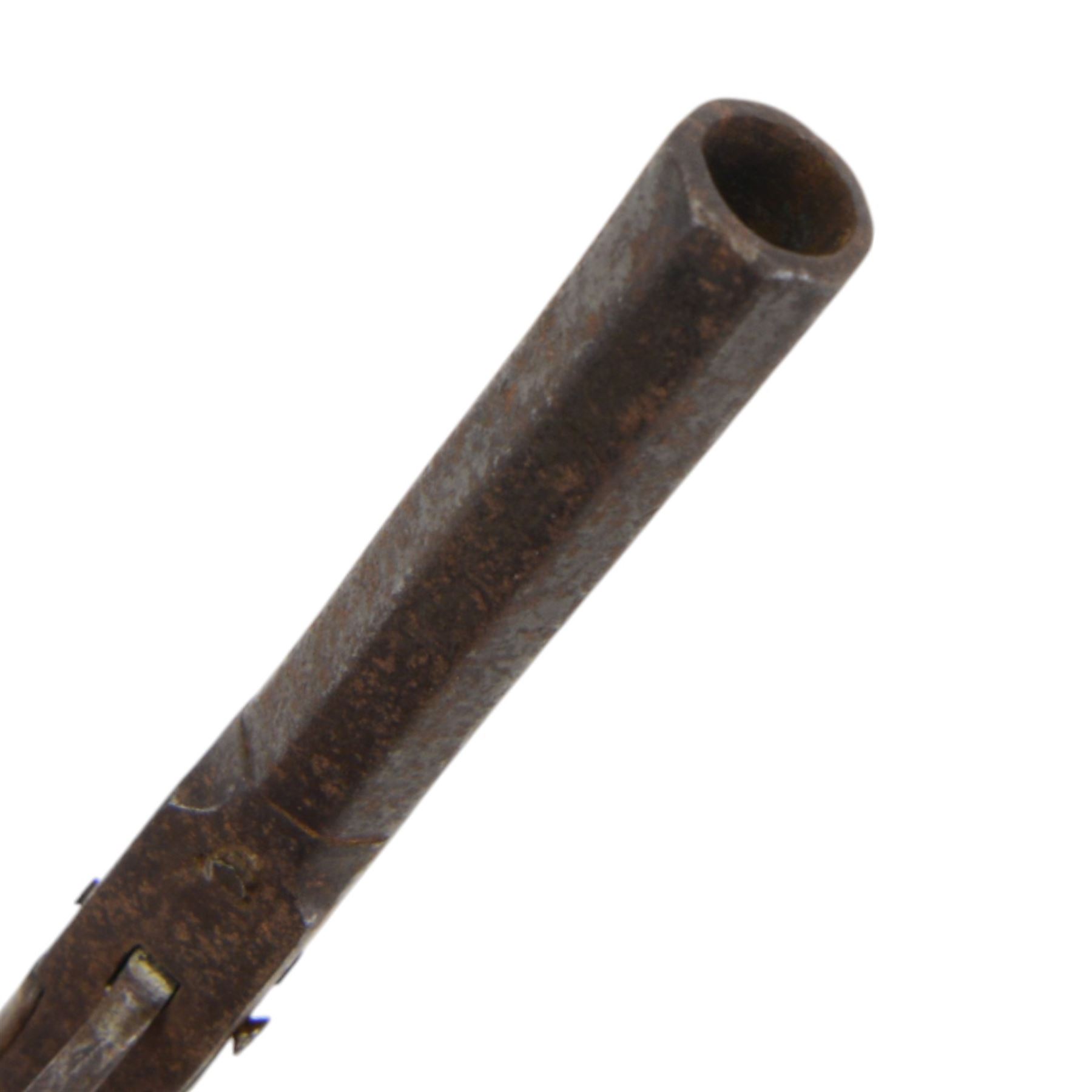 19th century percussion pistol with octagonal barrel, together with muff/ starter pistol 