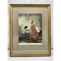 Sir William Russell Flint (Scottish 1880-1969): 'Two Models', limited edition print signed in pencil, with Fine Art Trade Guild blindstamp, pub. The Medici Society, 1960, 37cm x 28cm