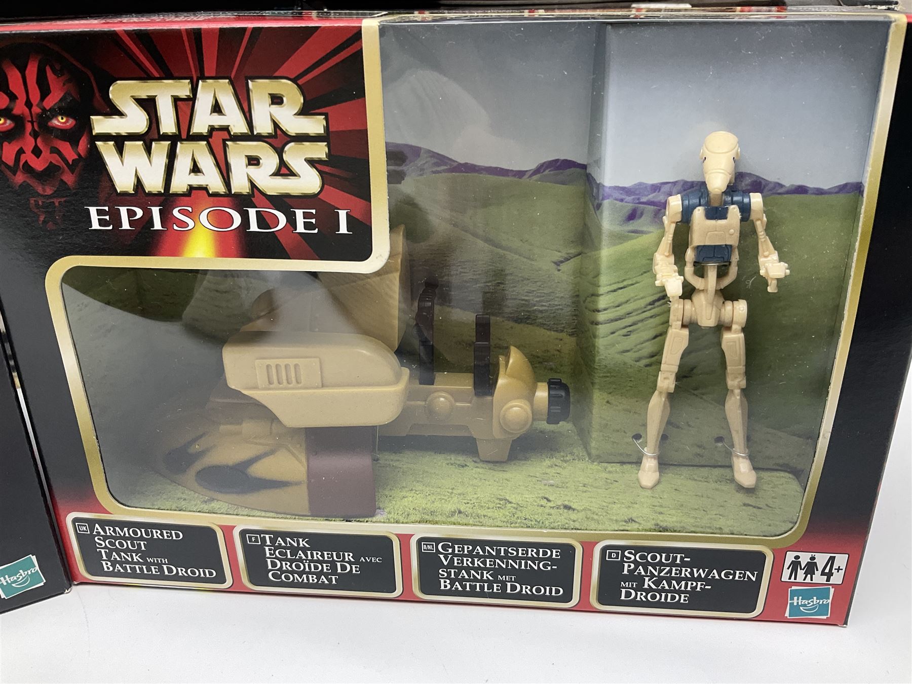 Star Wars - Episode 1 - Kaadu & Jar Jar Binks, Jabba The Hutt, two x Mos Espa Encounter, Opee & Qui-Gon Jinn, Watto's Box, Ammo Wagon & Falumpaset, Gungan Assault Cannon, Sith Speeder & Darth Maul, Armoured Scout Tank with Battle Droid and Gungan Catapult Accessory Set; all boxed (11)