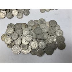 Approximately 1800 grams of Great British pre 1947 silver coins, including halfcrowns, florins, shillings etc