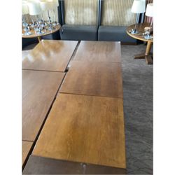 Four square walnut finish dining tables - LOT SUBJECT TO VAT ON THE HAMMER PRICE - To be collected by appointment from The Ambassador Hotel, 36-38 Esplanade, Scarborough YO11 2AY. ALL GOODS MUST BE REMOVED BY WEDNESDAY 15TH JUNE.