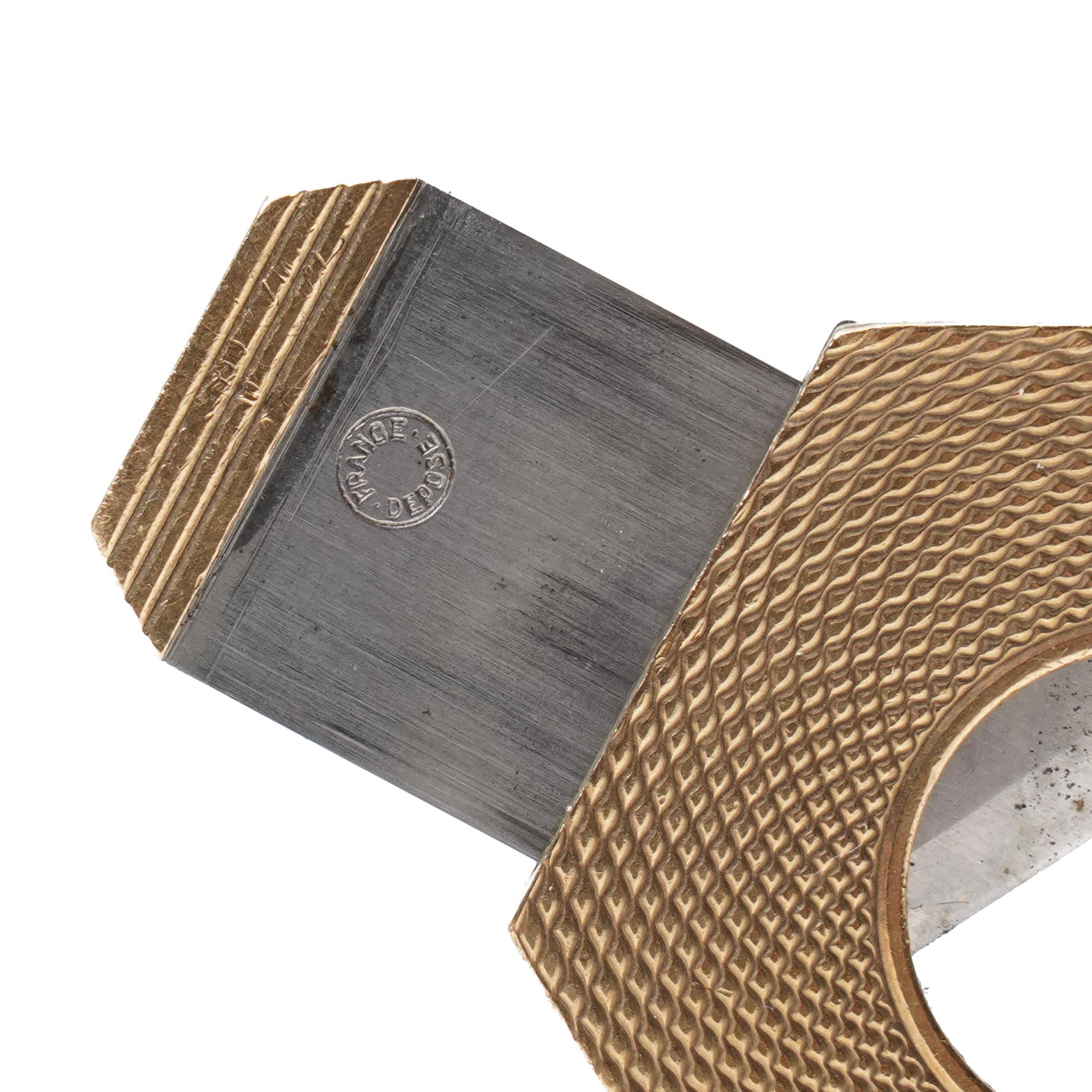 Asprey, 9ct gold hexagonal cigar cutter, hallmarked, with engine turned decoration  