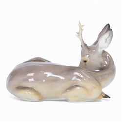 Nymphenburg, recumbent roebuck, model no. 423, with impressed mark beneath, H14cm