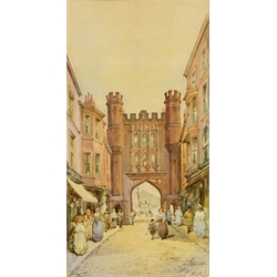  Newborough Bar, Scarborough, pair watercolours signed by Charles Rousse (British 1871-1892) 24cm x 12.5cm (2)  