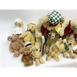 Twenty-one modern collectable soft toys including Special Collector's Edition Biking Teddy, kangaroo with joey, Ganz Cottage, Mary Meyer, Boyds Collection, Hookes, Connoisseur, Ty, Korimco etc; various sizes (21)