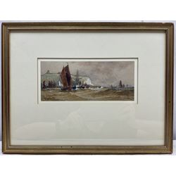 Thomas Bush Hardy (British 1842-1897): Scarborough, watercolour signed and dated 1890, 10cm x 23.5cm 
Provenance: private collection, purchased David Duggleby Ltd 9th September 2016 Lot 47. The watercolour is inscribed 'Sketch for Picture', which almost certainly relates to the larger watercolour (62cm x 102cm) dated 1890 sold by David Duggleby Ltd 17th June 2016 Lot 31