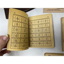 Gold plated leaping Jaguar car mascot, no.7'24265'3WB L12.5cm; three AA car badges and Veteran Motorists car badge; and quantity of 1950s fuel and general ration books