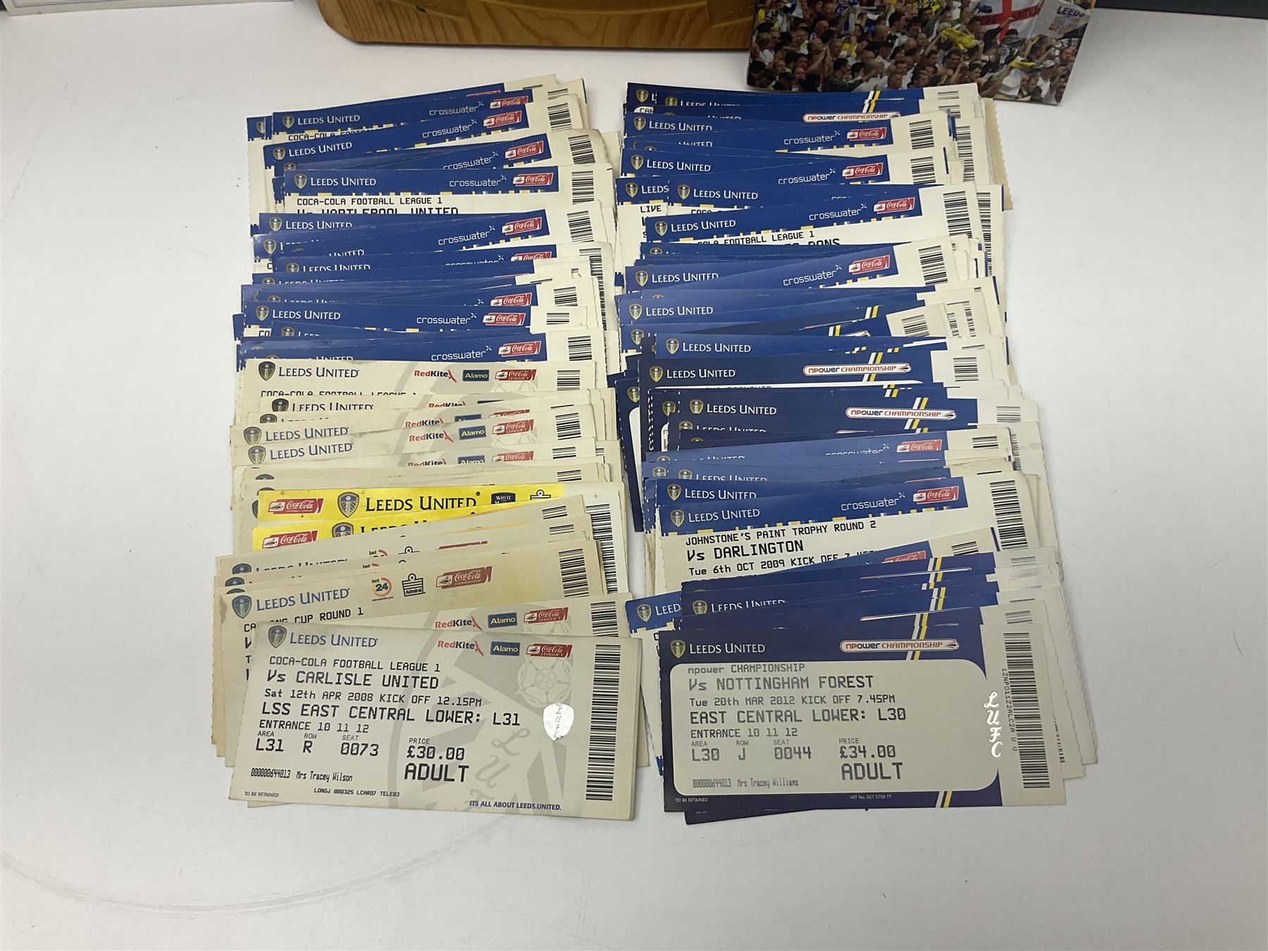 Leeds United football club - football association challenge cup competition final Saturday 11th April 1970 Chelsea vs Leeds United at Wembley programme, football association charity shield Saturday 10th August 1974 Leeds United vs Liverpool programme, various supporters pin badges, scarf for the league 1 playoff final Wembley stadium 25th May 2008, Danbury Mint 'Great Moments in the History of Leeds United' leather bound collectors edition, various used home game tickets etc