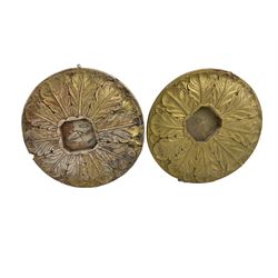 Two 20th century hardwood mounts, circular form carved with extending acanthus leaves
