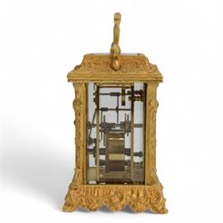 Rapport-English late 20th century 8-day timepiece brass carriage clock in a late 19th century 