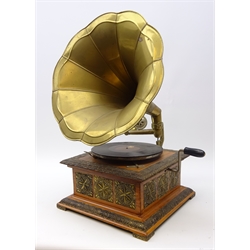  Brass mounted wind up Gramophone, H63cm  