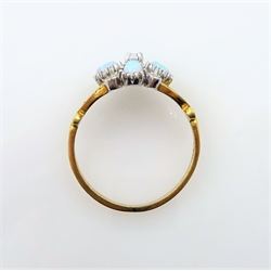  Opal and stone set silver-gilt ring stamped SIL  