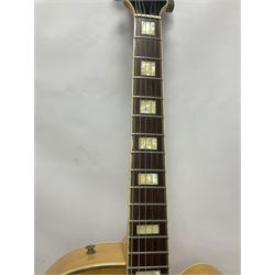 1980s Korean Antoria Jazzstar hollow body electric guitar, in blonde finish with inlaid fretboard, model no E G794, L109cm