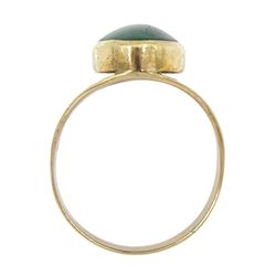 9ct gold single stone marquise cut malachite ring, hallmarked