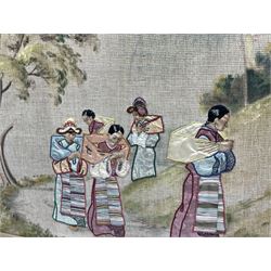 Bhutanese School (19th/20th century): Buddhist Ceremony, mixed media applique and tapestry unsigned 68cm x 129cm