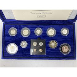 The Royal Mint United Kingdom Millennium 2000 silver coin collection, cased with certificate