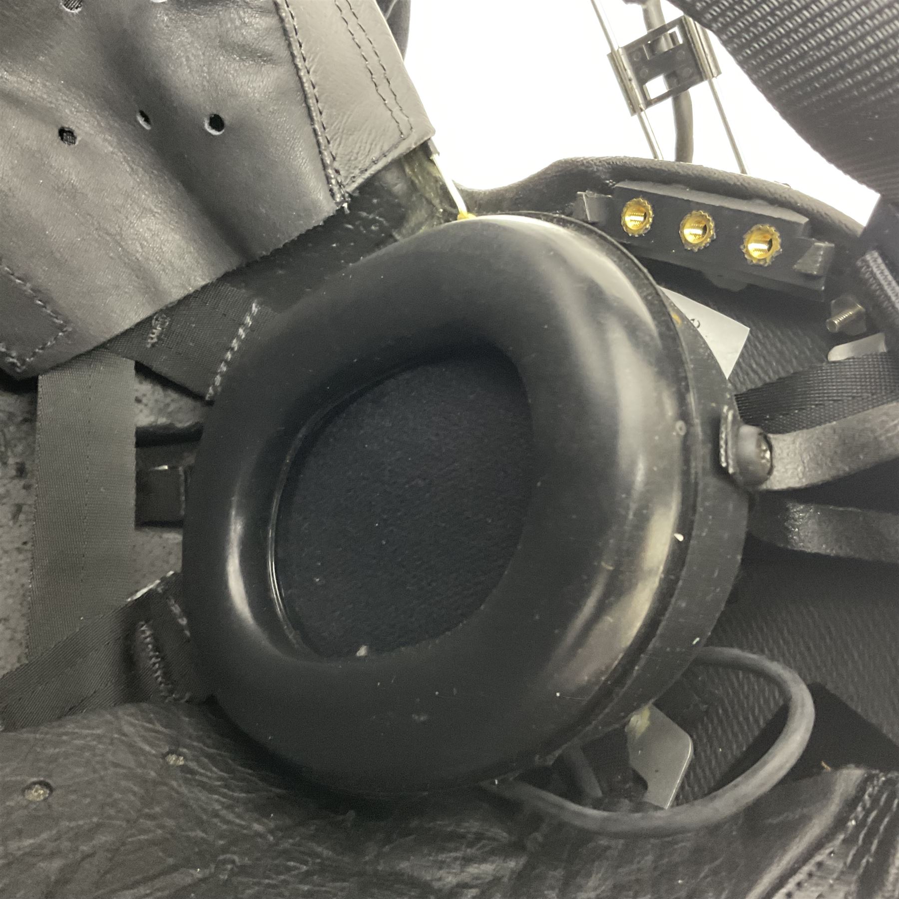 Mk.4 Flight Helmet, as used by RAF and Civilian helicopter pilots; in RAF sand colour (desert use),  fitted with cloth visor cover and working boom mike; has had a complete refit and is bench tested.