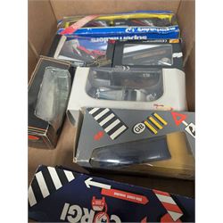 Collection of diecast model vehicles, including Corgi Super Haulers Pickfords lorry, Corgi Bedford Coach, Lledo Days Gone and Trackside models two Maisto motorcycles, etc, all boxed together with a St Johns tinplate Land Speed Record clockwork car