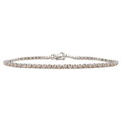 9ct white gold round brilliant cut diamond line bracelet, hallmarked, total diamond weight 1.60 carat