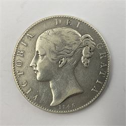 Queen Victoria 1845 'young head' silver crown coin